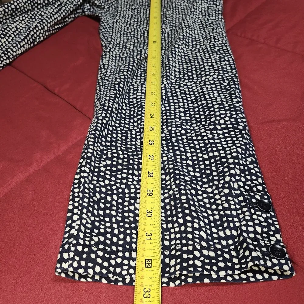 LOFT Original Crop Pants Women Size 14 Navy White Print Stretch Ann Taylor Loft - Picture 12 of 12